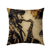 Blowin' On The Horn Outdoor Pillow - Beyond T-shirts